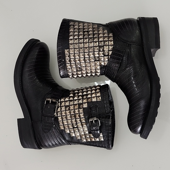 Ash studded reptile texture moto boots - Picture 4 of 8